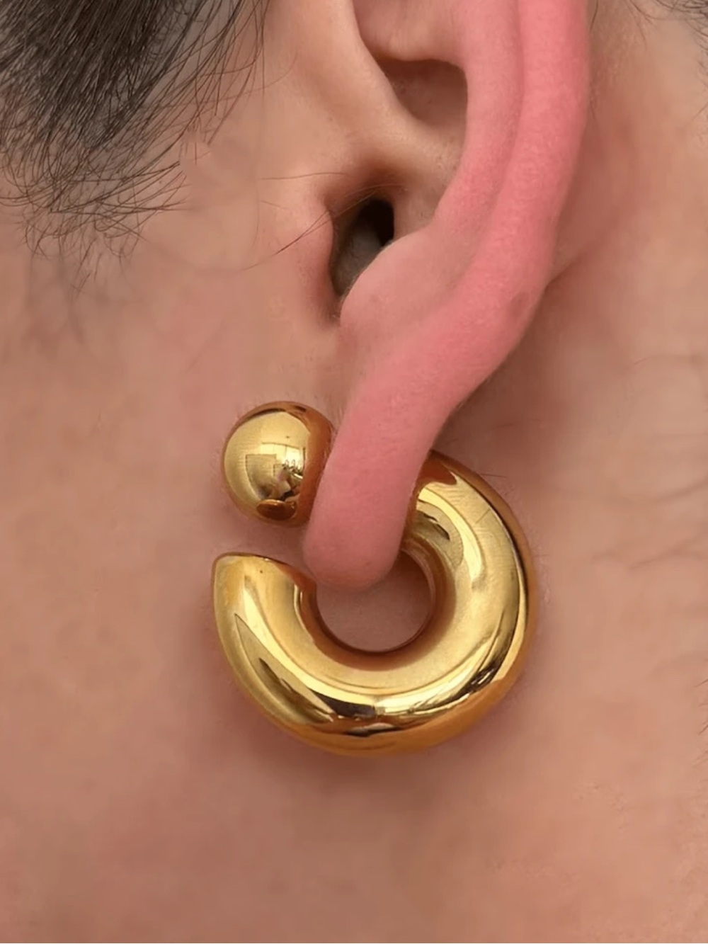 Modern Golden Curved Hoop Earrings
